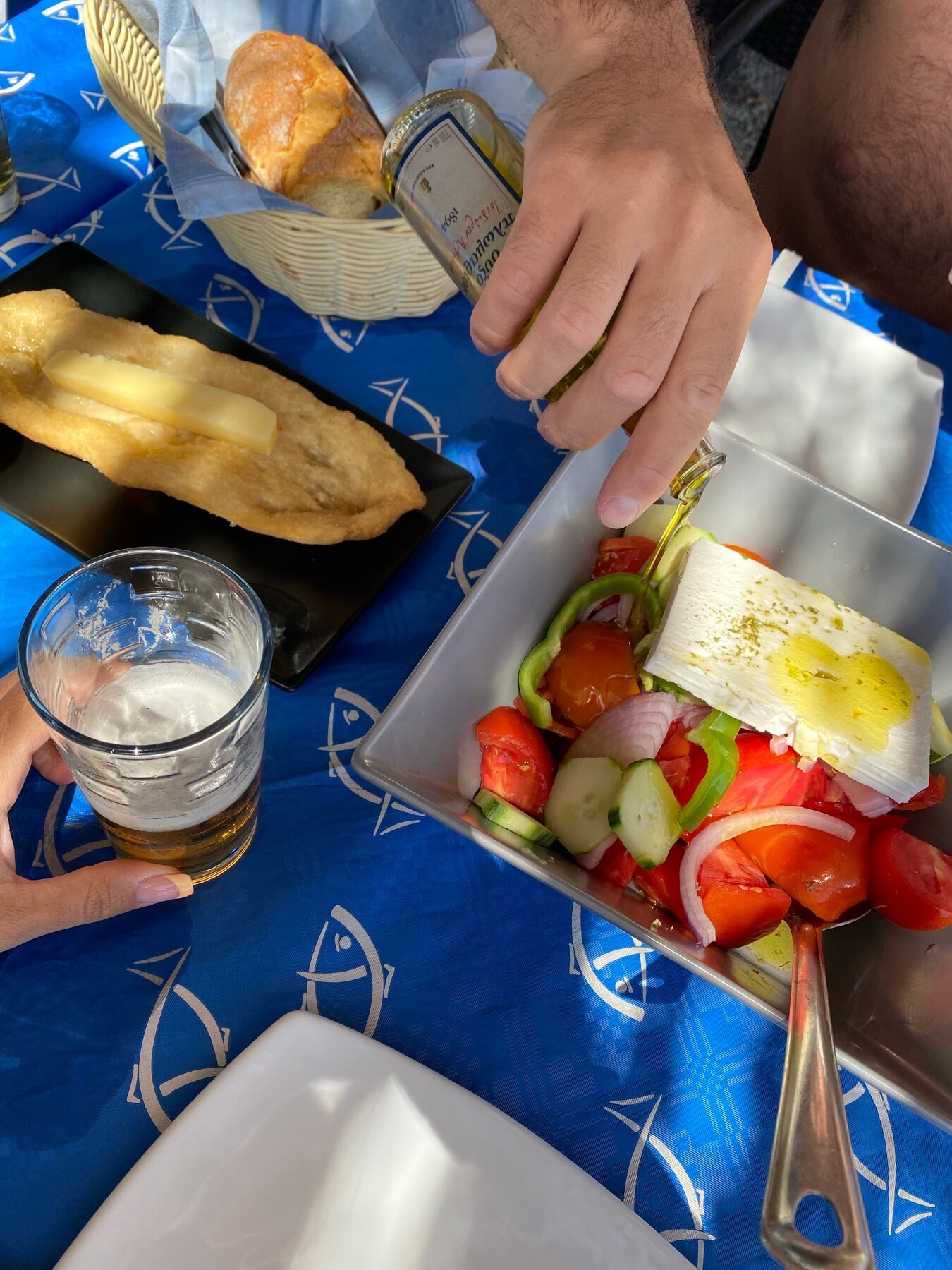 Greek salad with feta and olive oil